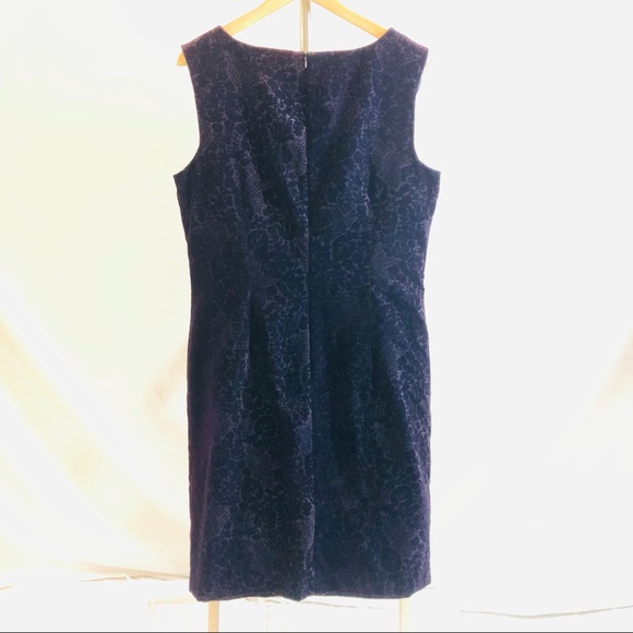 NWT Coldwater Creek Dark Wine Velvet Flocked Dress Size 14 Made in USA V-Neck - Picture 5 of 6